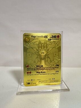 Pokemon Mega Lucario EX  Gold Metal Card Collectible/Gift/Fan Art